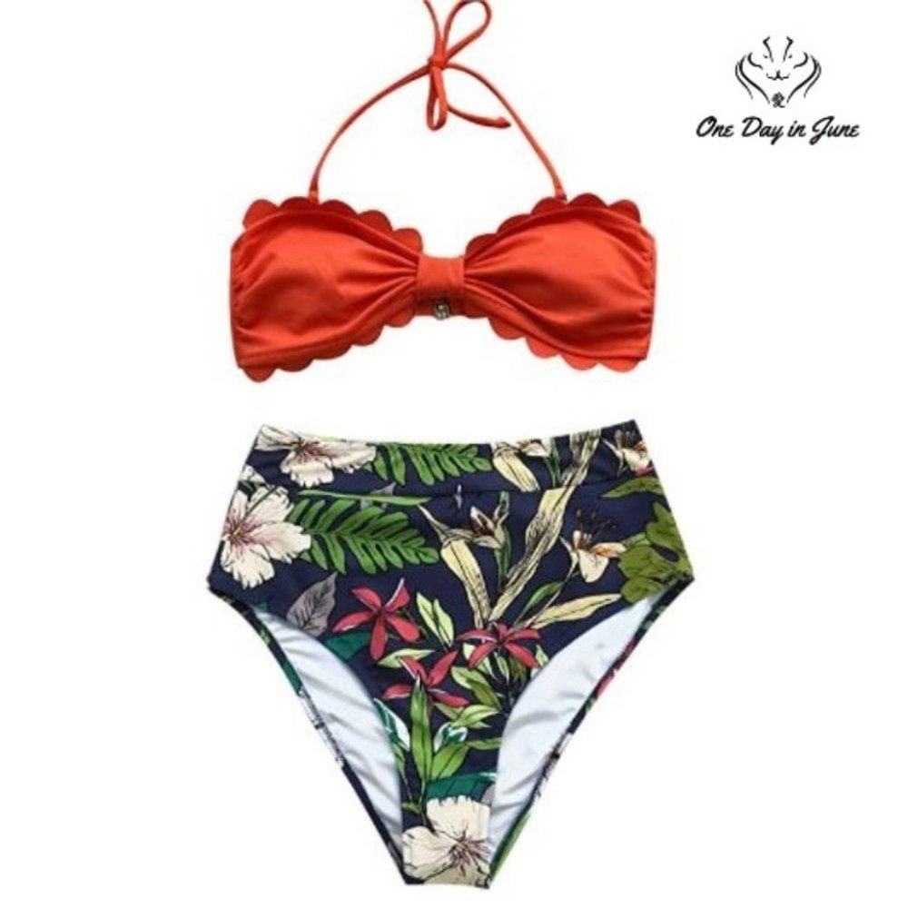 Cupshe Scallop High Waist Bikini Swimsuit
